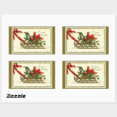Vintage Gouden Kerstsléde Rechthoekige Sticker (Vel)
