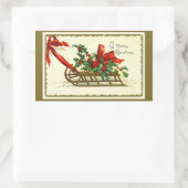 Vintage Gouden Kerstsléde Rechthoekige Sticker (Tas)