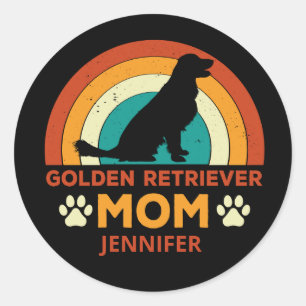 Vintage Gouden Lab Hond Moeder Zonsondergang Geper Ronde Sticker