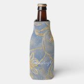 Vintage Gouden Lichte Bloemen Monogram Flesjeskoeler (Fles Voorkant)