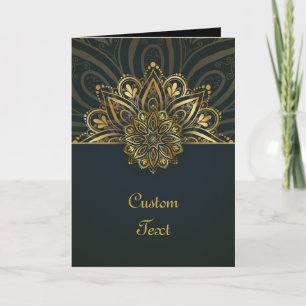 Vintage Gouden Mandala op Zwart Elegante Boho St Kaart
