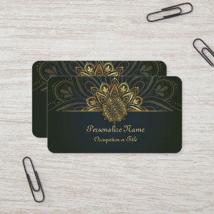 Vintage Gouden Mandala op Zwart Elegante Boho St Visitekaartje