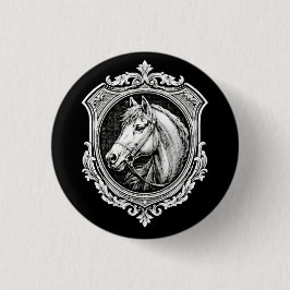 Vintage Gouden Paardportret Sieraard Kunst Ronde Button 3,2 Cm