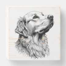 Vintage Gouden Retriever Gravure Houten Wanddecora