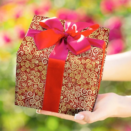     Vintage Gouden Spiraalpatroon Elegante Terraco Cadeaupapier