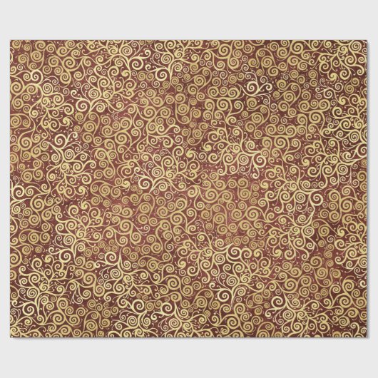     Vintage Gouden Spiraalpatroon Elegante Terraco Cadeaupapier (Vlak)