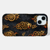 Vintage Gouden Tandwielen & Rode Neon Mythic Cyber Case-Mate iPhone Case (Achterkant (horizontaal))
