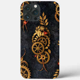 Vintage Gouden Tandwielen & Rode Neon Mythic Cyber Case-Mate iPhone Case