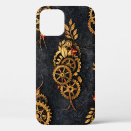 Vintage Gouden Tandwielen & Rode Neon Mythic Cyber Case-Mate iPhone Case