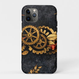 Vintage Gouden Tandwielen & Rode Neon Mythic Cyber Case-Mate iPhone Case