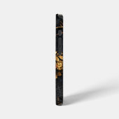 Vintage Gouden Tandwielen & Rode Neon Mythic Cyber iPhone Hoesje (Linkerkant)