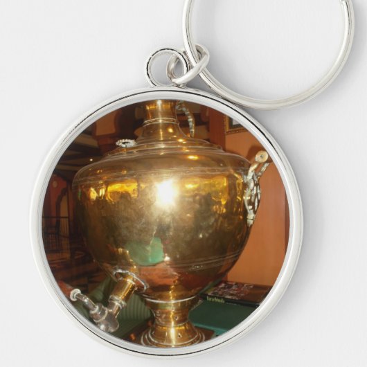 Vintage Gouden Theepot Muur Kunst & Print Sleutelhanger (Voorkant)