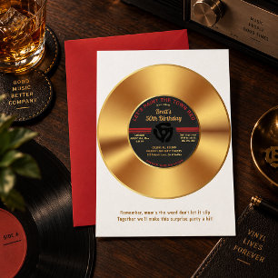 Vintage Gouden Vinyl 45 Record Verrassingsverjaard Kaart