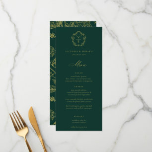 Vintage goudrust Monogram Floral Wedding Menu