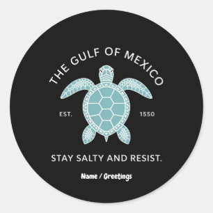 Vintage Grafische Zee Schildpad Golf van Mexico T- Ronde Sticker