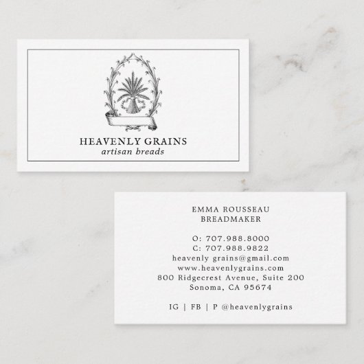 Vintage Grain Sack Bread Visitekaartje (Voorkant / Achterkant)