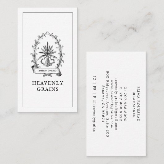 Vintage Grain Sack Bread Visitekaartje (Voorkant / Achterkant)