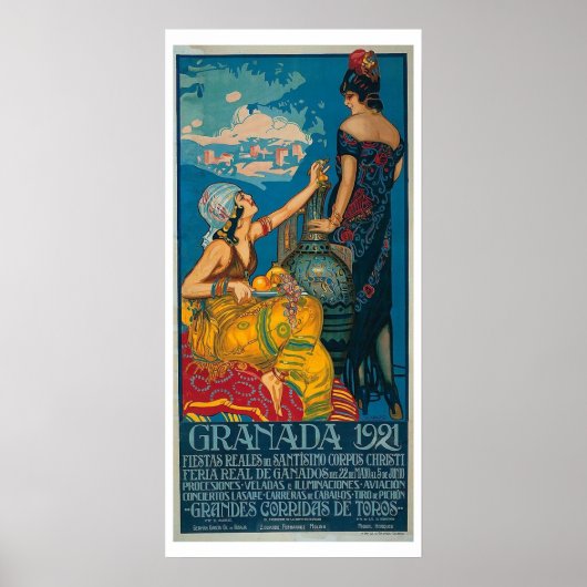 Vintage Granada Festival 1921 Reisposter Poster (Voorkant)