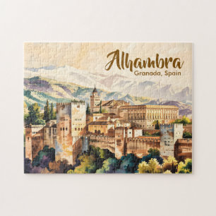 Vintage Granada Spanje Alhambra Aquarel Reis Legpuzzel