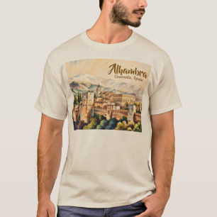 Vintage Granada Spanje Alhambra Aquarel Reis T-shirt