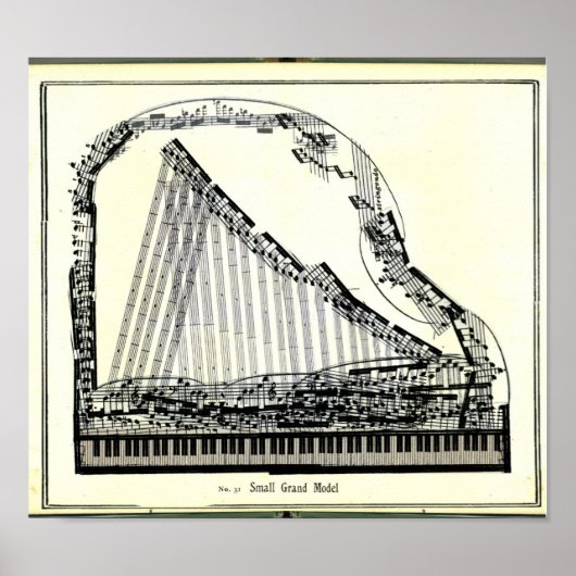 Vintage Grand Piano-Poster Poster (Voorkant)
