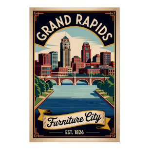 Vintage Grand Rapids Michigan Furniture City Retro Perfect Poster