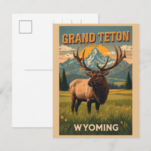 vintage Grand Teton National Park Wyoming Retro Feestdagenkaart