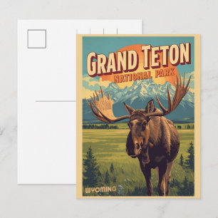 vintage Grand Teton National Park Wyoming Retro Feestdagenkaart