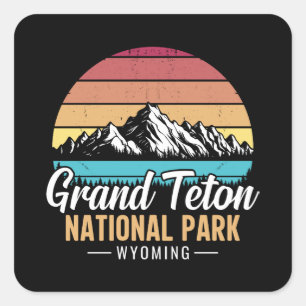 Vintage Grand Teton National Park Wyoming USA–  Vierkante Sticker