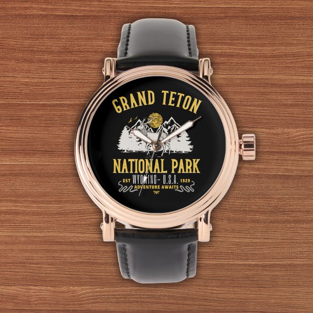 Vintage Grand Teton Nature Panorama Horloge (Creator heeft geüpload)