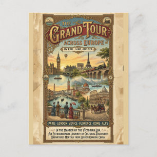 Vintage Grand Tour door Europa Victoriaanse Reis Briefkaart