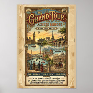 Vintage Grand Tour door Europa Victoriaanse Reis Poster