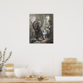 Vintage Grandma Teaching Kitting to Granddaughter Poster (Keuken)