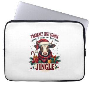 Vintage Grappig Kerstmis Hoogland Koe Jingle Bel C Laptop Sleeve