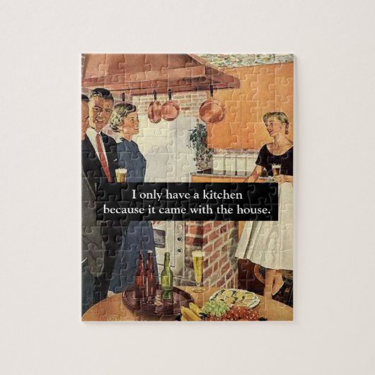 Vintage Grappige Bruiloftsborrel / Huis Verwarming Legpuzzel (Verticaal)