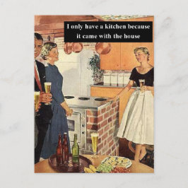 Vintage Grappige Bruiloftsfeest / Huis Inwoning Fe Briefkaart