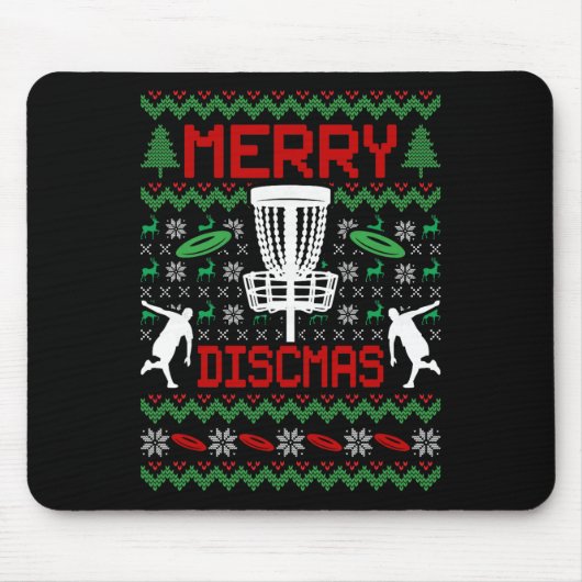 Vintage Grappige Disc Golf Lelijke Kerst Muismat (Voorkant)