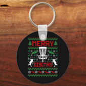 Vintage Grappige Disc Golf Lelijke Kerst Sleutelhanger (Voorkant)