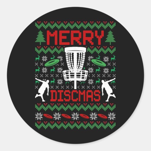 Vintage Grappige Discgolf Lelijke Kerst Ronde Sticker (Voorkant)