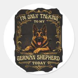 Vintage Grappige Duitse Herder GSD Liefhebber Rond Ronde Sticker