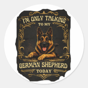 Vintage Grappige Duitse Herder GSD Liefhebber Rond Ronde Sticker