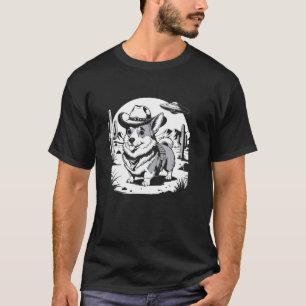 Vintage Grappige Jaren 90 Western Cowboy Corgi UFO T-shirt