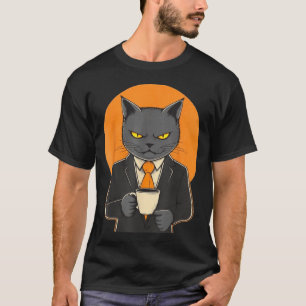 Vintage Grappige Kat Koffie Liefhebbers Humor T-shirt