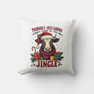 Vintage Grappige Kerstmis Hoogland Koe Jingle Bel Kussen