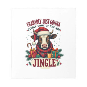 Vintage Grappige Kerstmis Hoogland Koe Jingle Bel Notitieblok