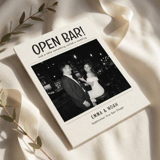 Vintage Grappige Open Bar Foto Bruiloft Save the D Date