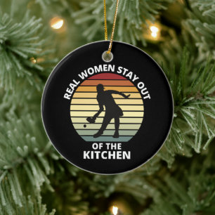 Vintage Grappige Pickleball Vrouwen Keramisch Ornament