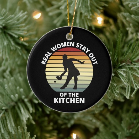 Vintage Grappige Pickleball Vrouwen Keramisch Ornament (Boom)