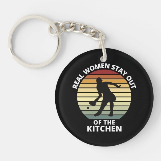 Vintage Grappige Pickleball Vrouwen Sleutelhanger (Voorkant)
