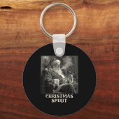 Vintage grappige rokende kerstman Kerstmis Shirt Sleutelhanger (Voorkant)